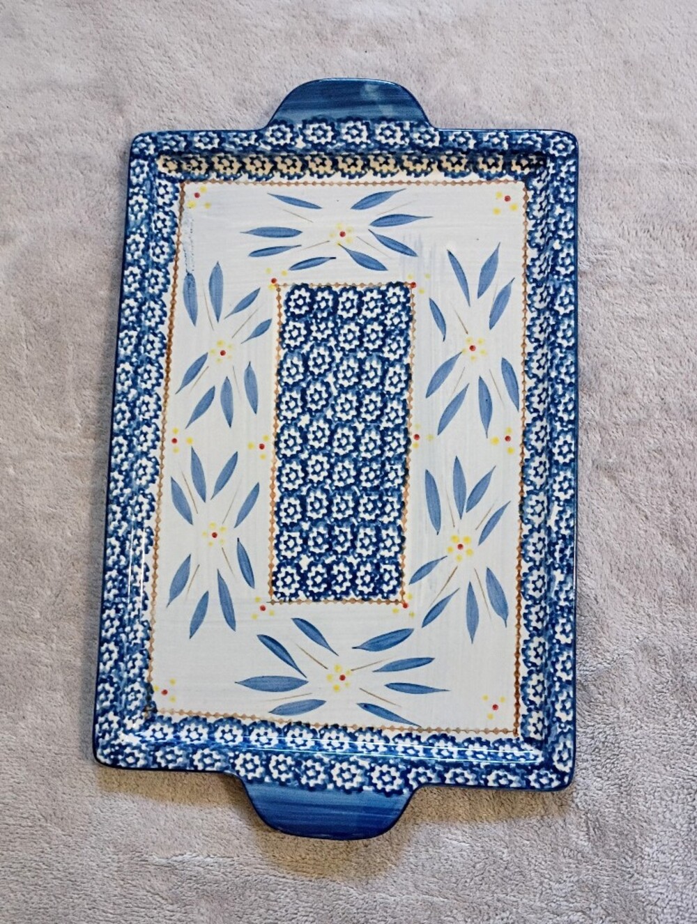 Temptations By Tara Old World Blue Rectangle Serving Tray
